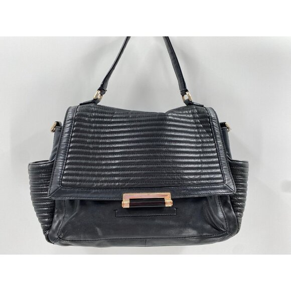 DIANE VON FURSTENBERG Courier Rail Black Quilted Leather Large Tote Purse Bag - Picture 7 of 16